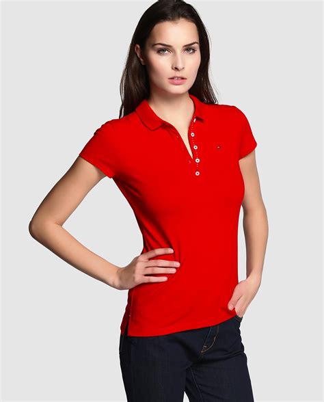 playera tommy hilfiger mujer tipo polo roja